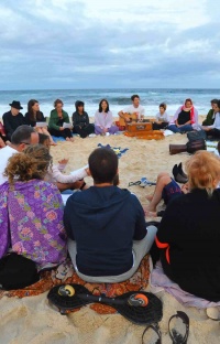 Kabbalah Music Circle on beach